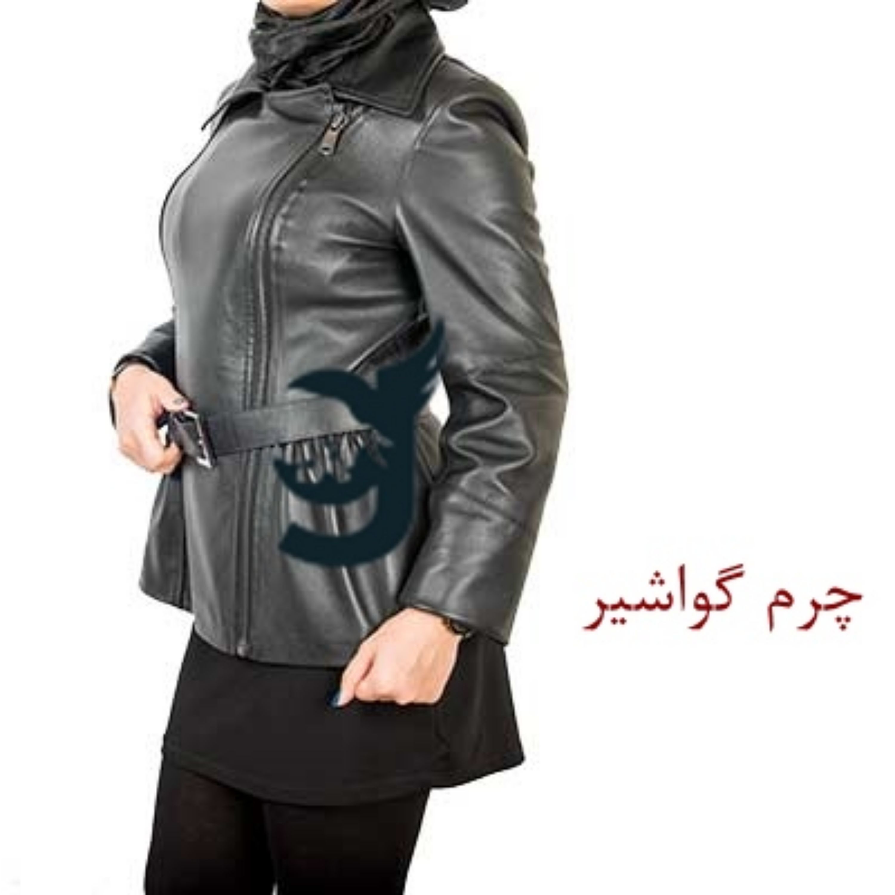 کاپشن زنانه تمام چرم طبیعی گوسفندی چرم گواشیر طرح کوری2
