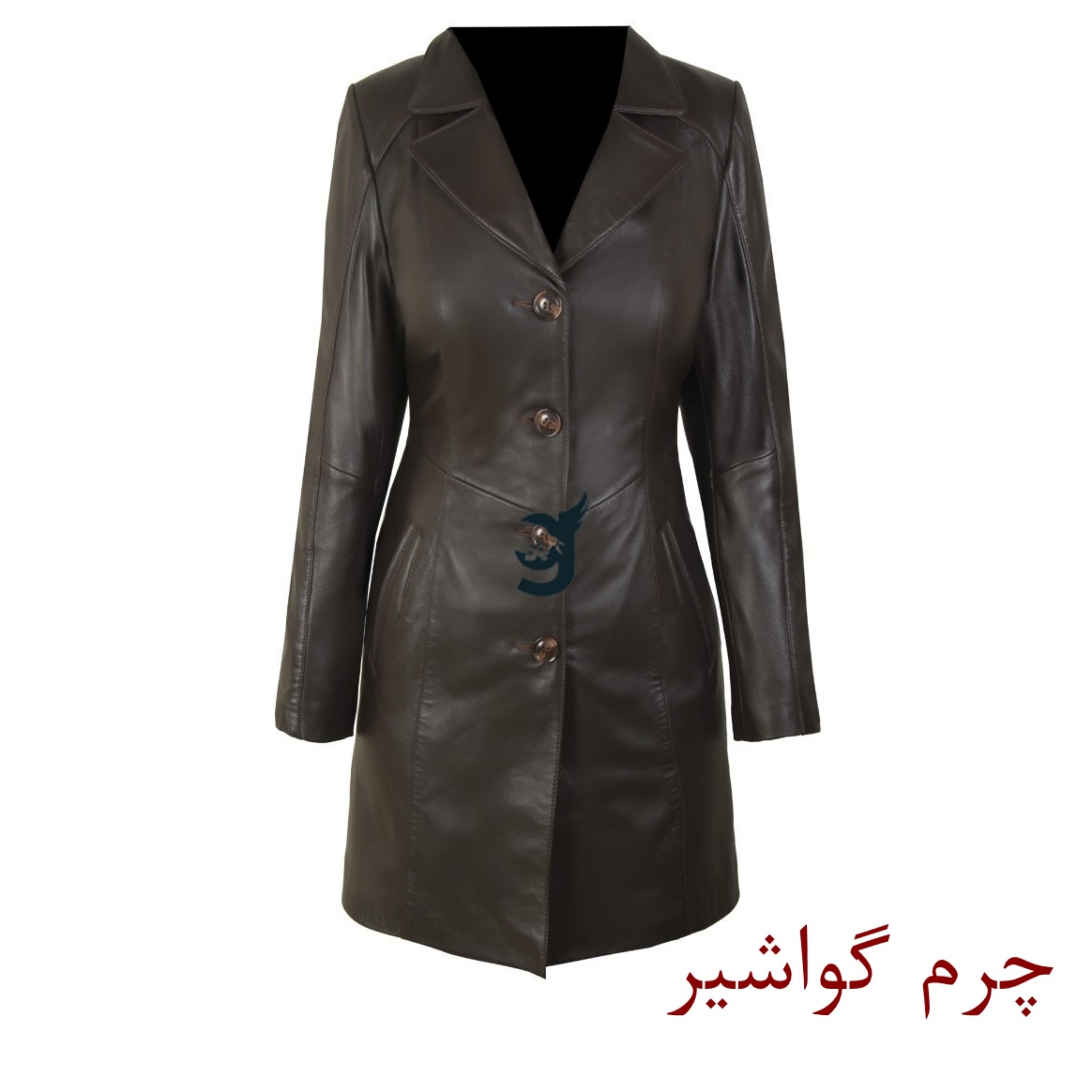 مانتو تمام چرم طبیعی زنانه گواشیر طرح هما