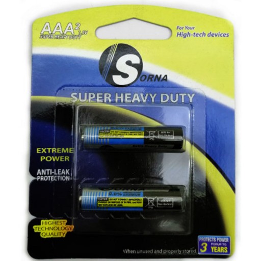 باتری AAA نیم قلم SORNA مدل 2 تایی Super Heavy Duty LR03