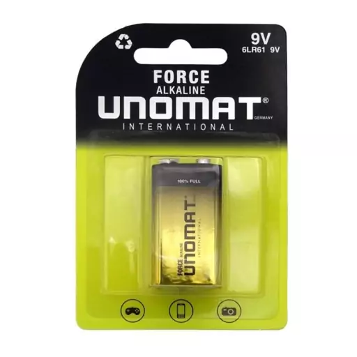 باتری 9V کتابی Force Alkaline برند UNOMAT کارتی