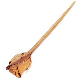 پین مو چوبی مدل گل رز از جنس چوب عناب دورنگ