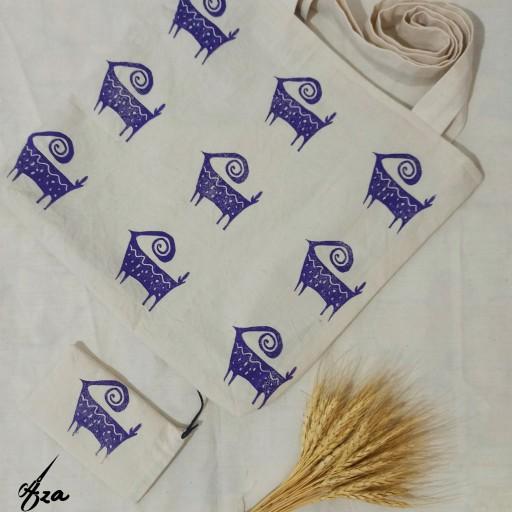 ساک پارچه ای آستر دار چاپ شده با دست
