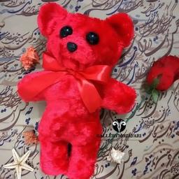 عروسک دستساز خرس قرمز ارتفاع 24سانت