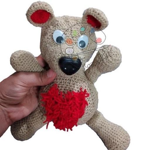 عروسک دستساز بافتنی خرس قلبی