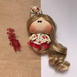 عروسک روسی تپلی کوچک مو طلایی بلند  طرح آویز-کد005
