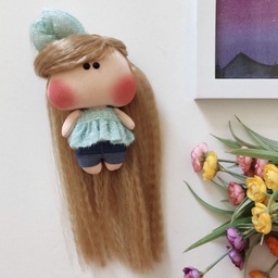 عروسک روسی تپلی کوچک مو بلند کامل  طرح آویز کد 06