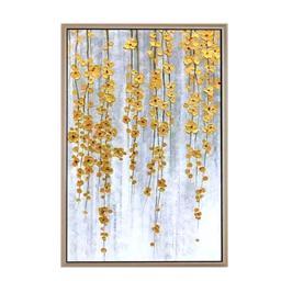 تابلوی نقاشی طرح گل برجسته طلایی
