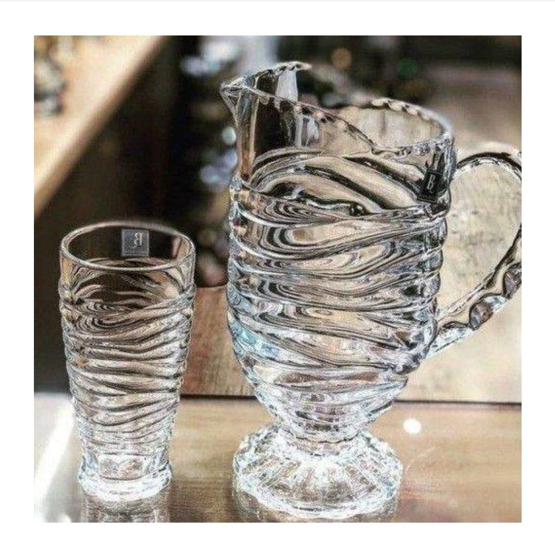 پارچ و لیوان کریستال مدل بامبو (پارچ پایدار)