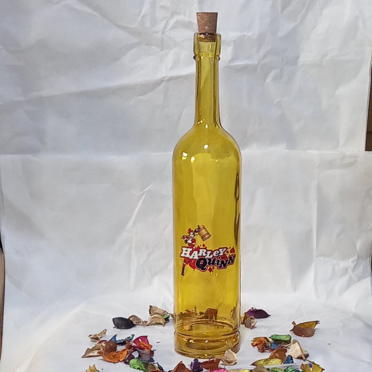 بطری ماریا با طرح جوکر و درب چوب پنبه در 5 رنگ با کیفیت و زیبا..حجم یک لیتر