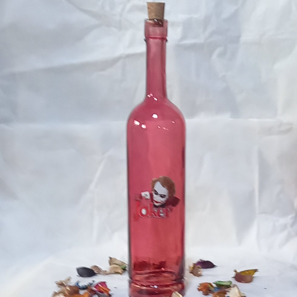 بطری ماریا با طرح جوکر و درب چوب پنبه در 5 رنگ با کیفیت و زیبا..حجم یک لیتر