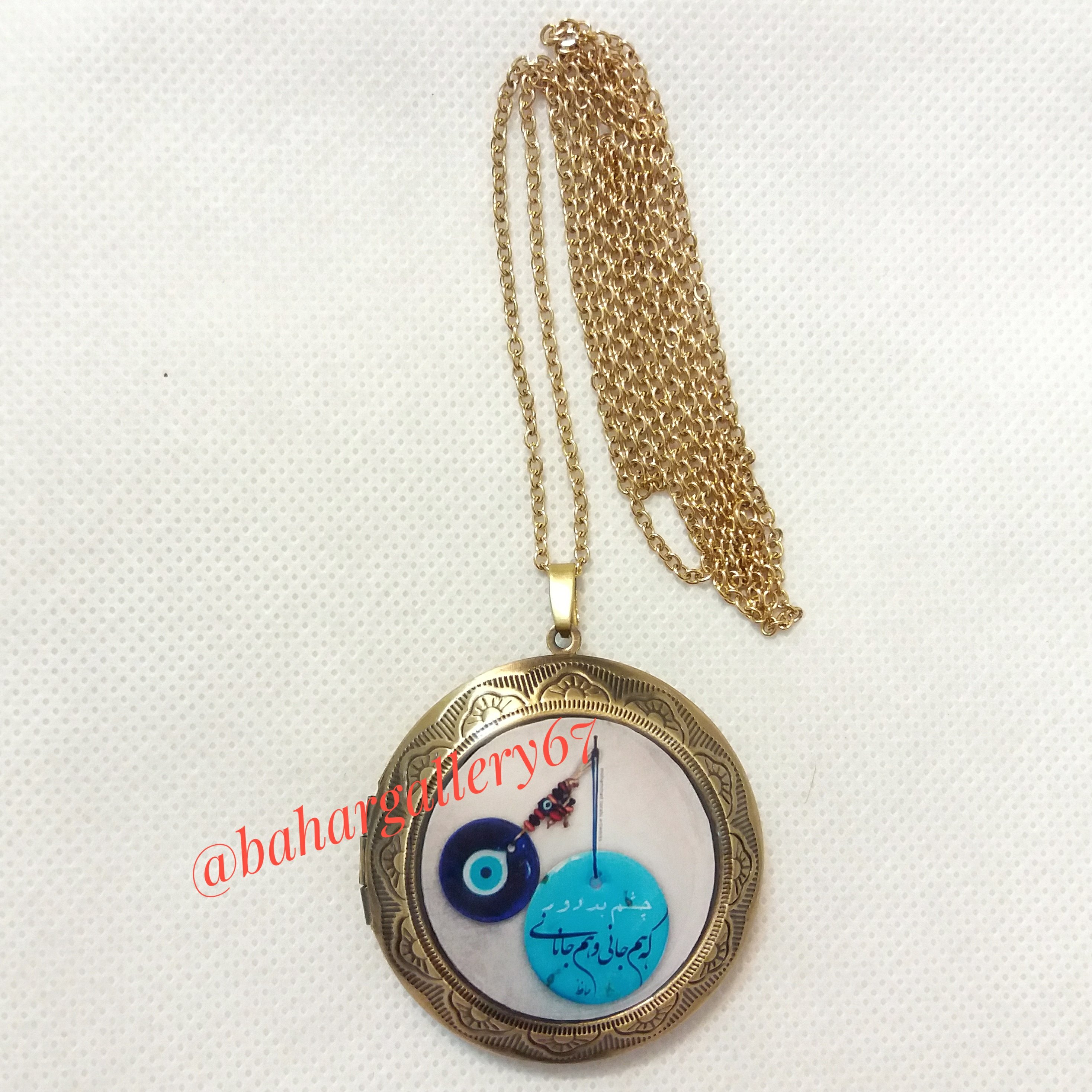 عکس در گردنبند دو طرفه بازشو بزرگ با زنجیر استیل