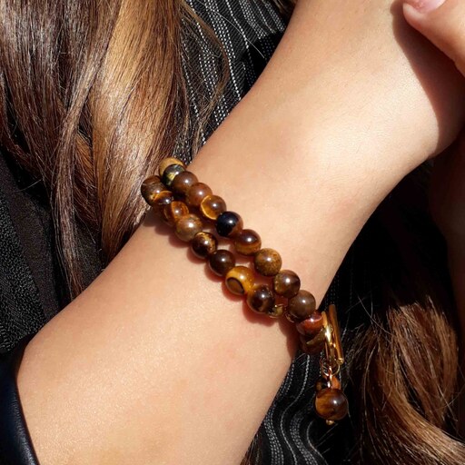 دستبند سنگ اصل چشم ببر - دستبند برای خانم ها و آقایان