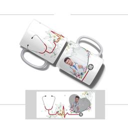 لیوان (ماگ) روز پزشک با طرح گوشی پزشکی و ضربان قلب (با قابلیت تغییر طرح)