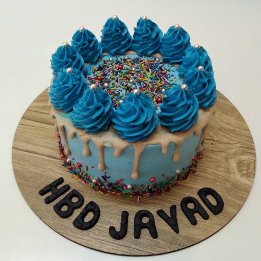 کیک تولد مدرن آبی