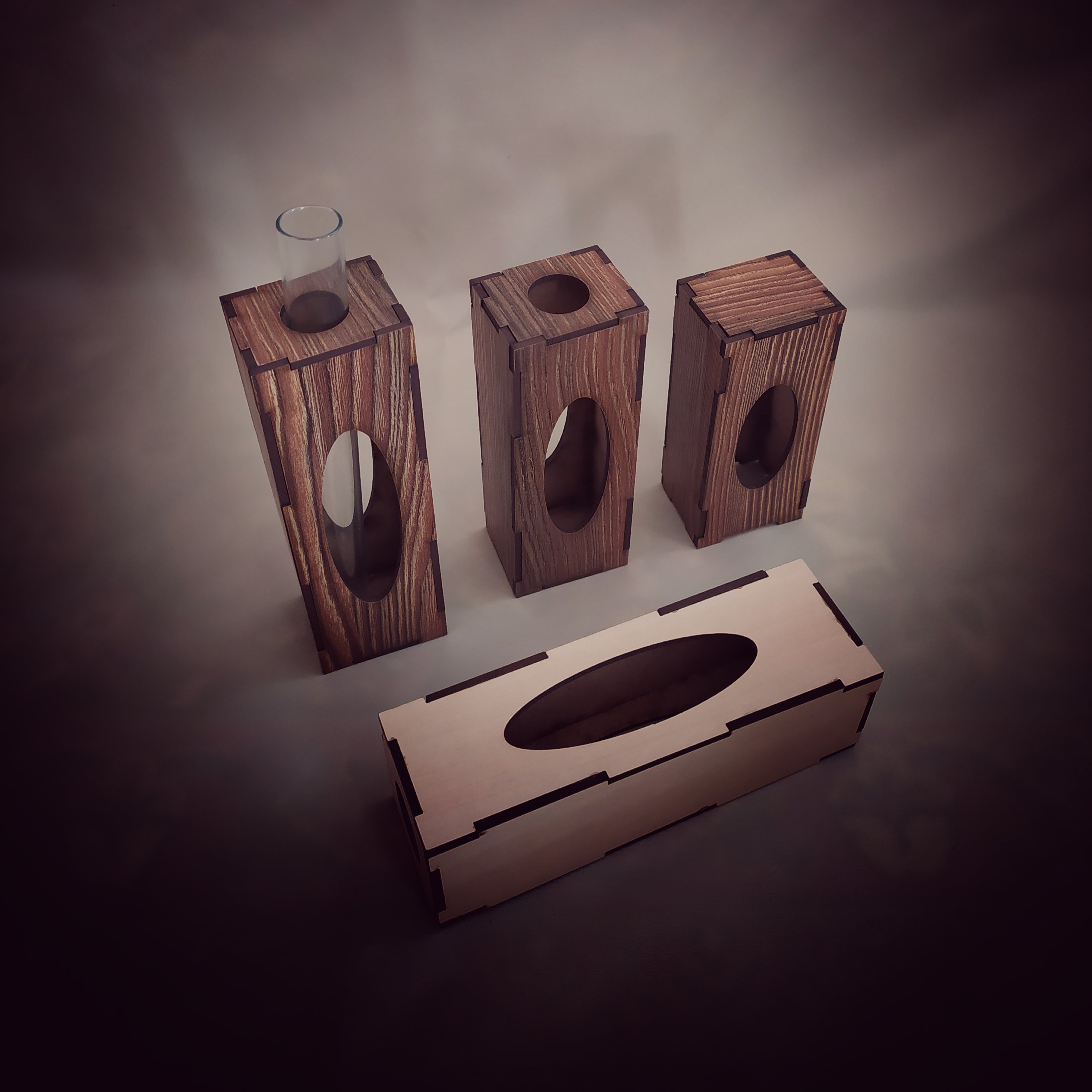 گلدان سه تکه دیواری چوبی