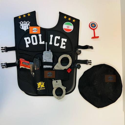 جلیقه پلیس عضله دار با وسایل تا سن 9 سال مورد استفاده (جمکران خورشیدآل یاسین سوغات فرهنگی اسباب بازی