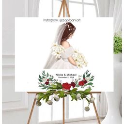 تابلوی نقاشی طرح عروس ویژه تابلو یادبود یا تابلوی امضا