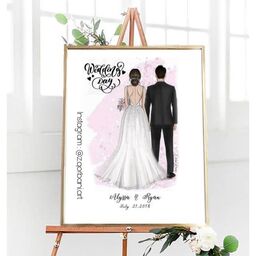 تابلو نقاشی عروس و داماد ویژه مراسم عقدعروسی و نامزدی بعنوان تابلوامضاکد 006