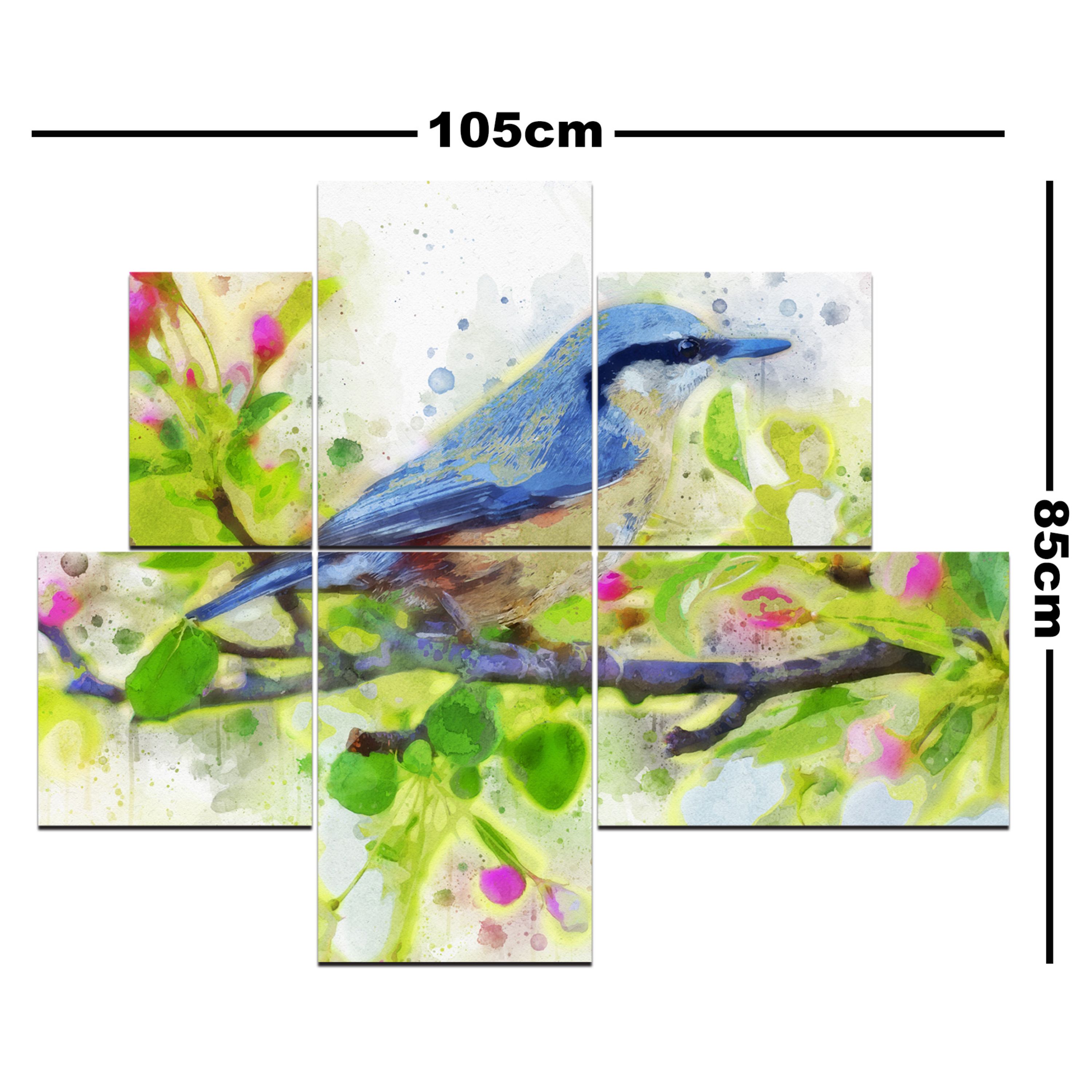 تابلو شاسی 6 تکه طرح نقاشی پرنده کد 145 سایز 105x85 سانتیمتر