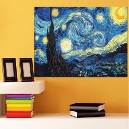تابلو شاسی طرح نقاشی شب ستاره باران کد 100 سایز 30x40 سانتیمتر