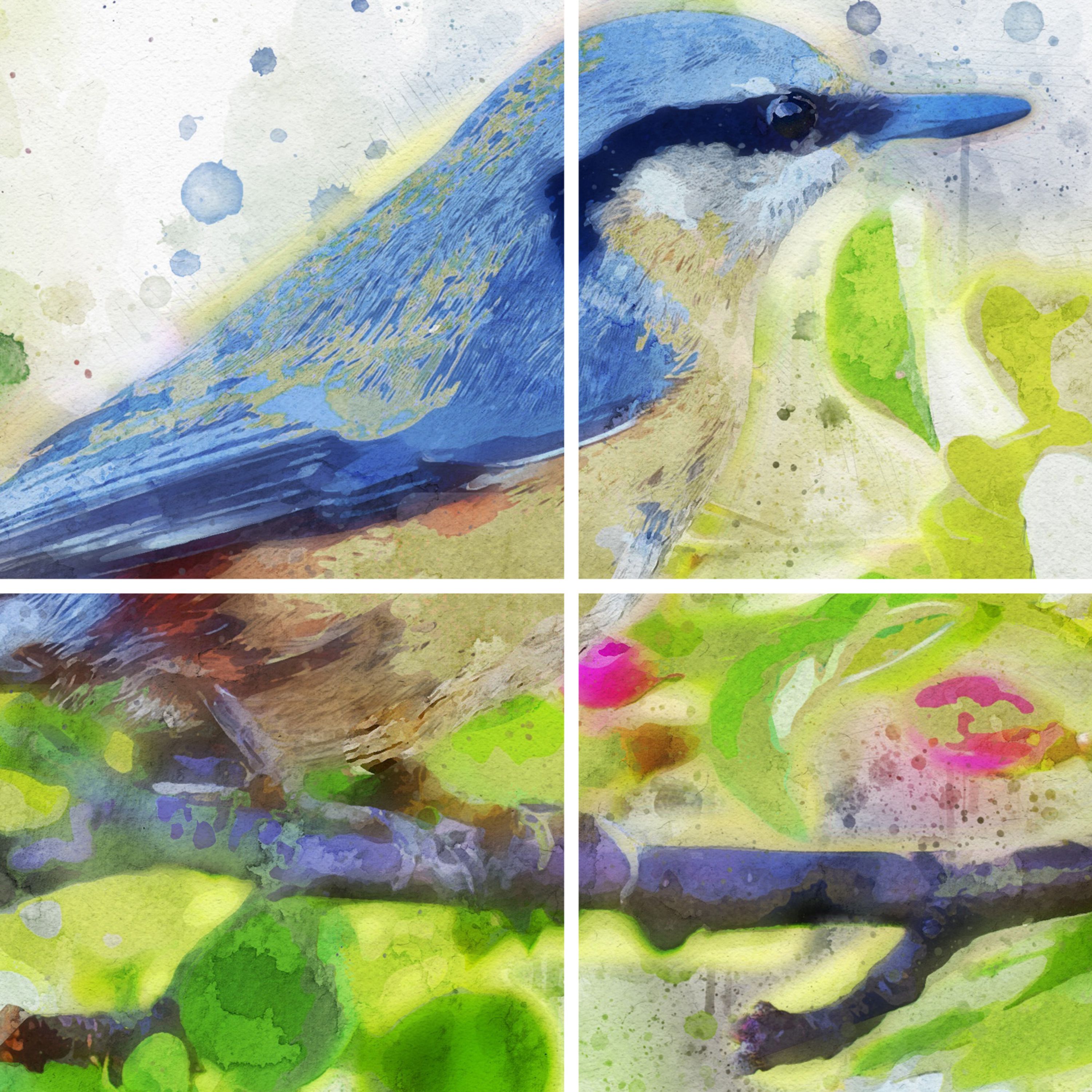 تابلو شاسی 6 تکه طرح نقاشی پرنده کد 145 سایز 105x85 سانتیمتر