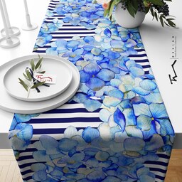 رانر طرح گلهای آبی - سایز 40 در 135 سانتیمتر - جنس دو رو مخمل پورش - کیفیت عالی