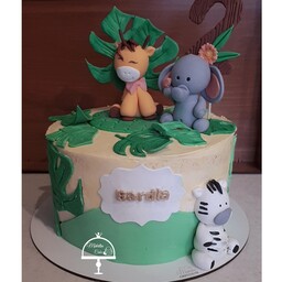 کیک تولد با تم حیوانات جنگل
