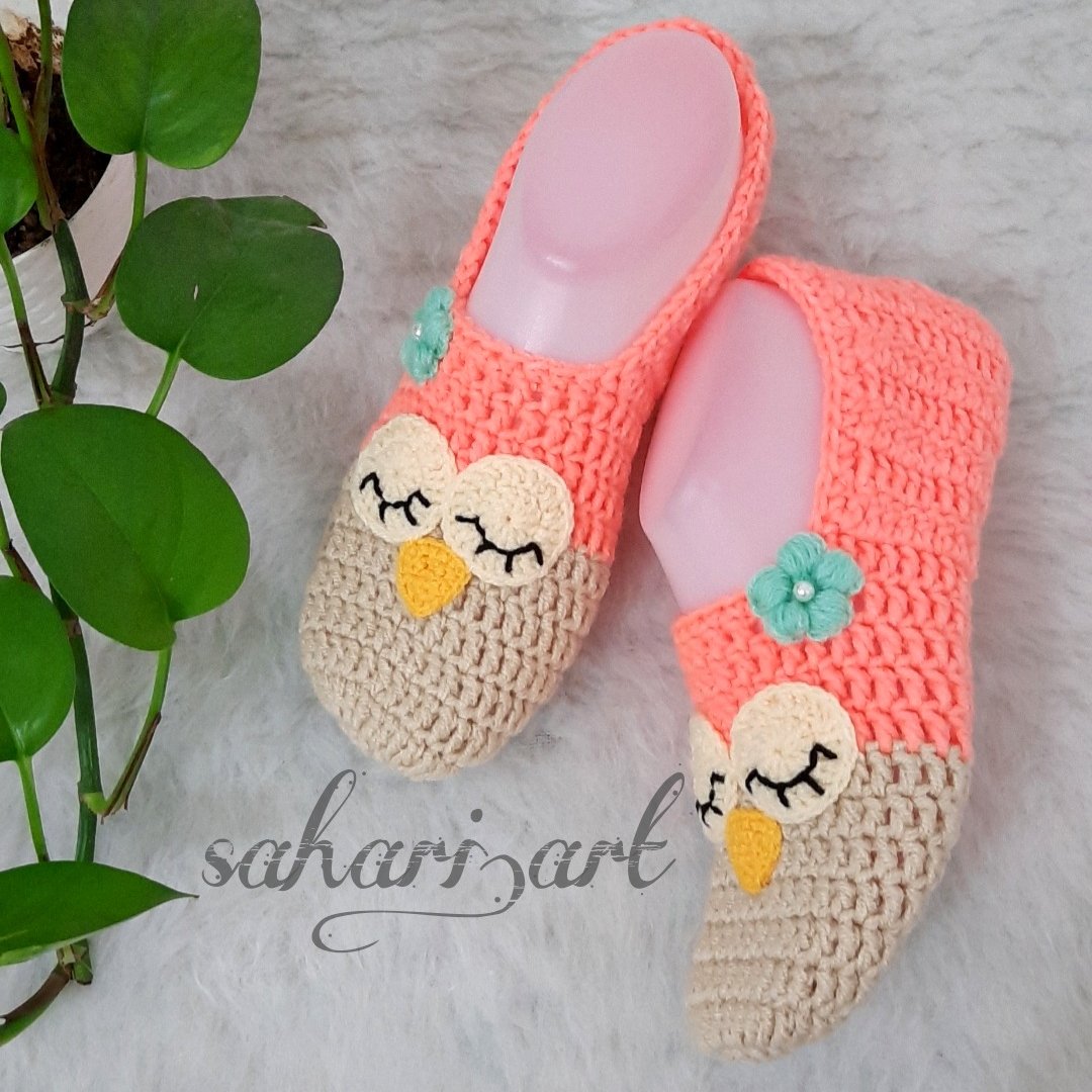 پاپوش بافتنی طرح جغد