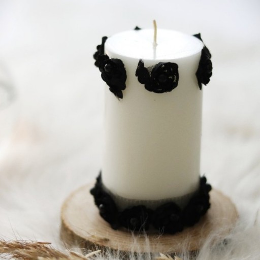 شمع استوانه تزئین با گیپور