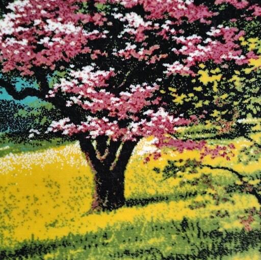 تابلو فرش چاپی منظره درختان بهاری (چاپ 50 در 100)
