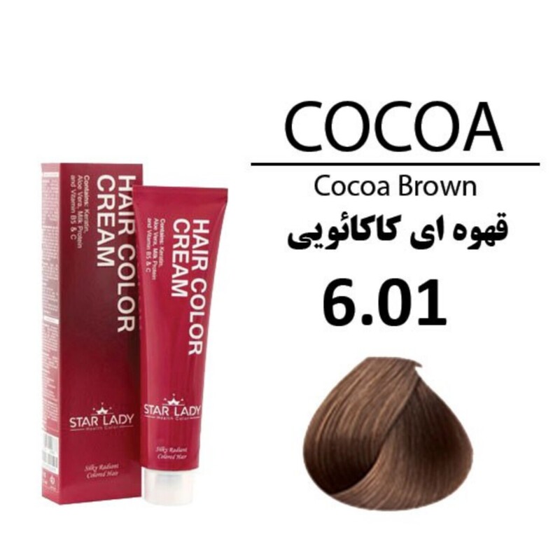 رنگ مو استار لیدی قهوه ای کاکائویی 6.01 حجم 120 میل