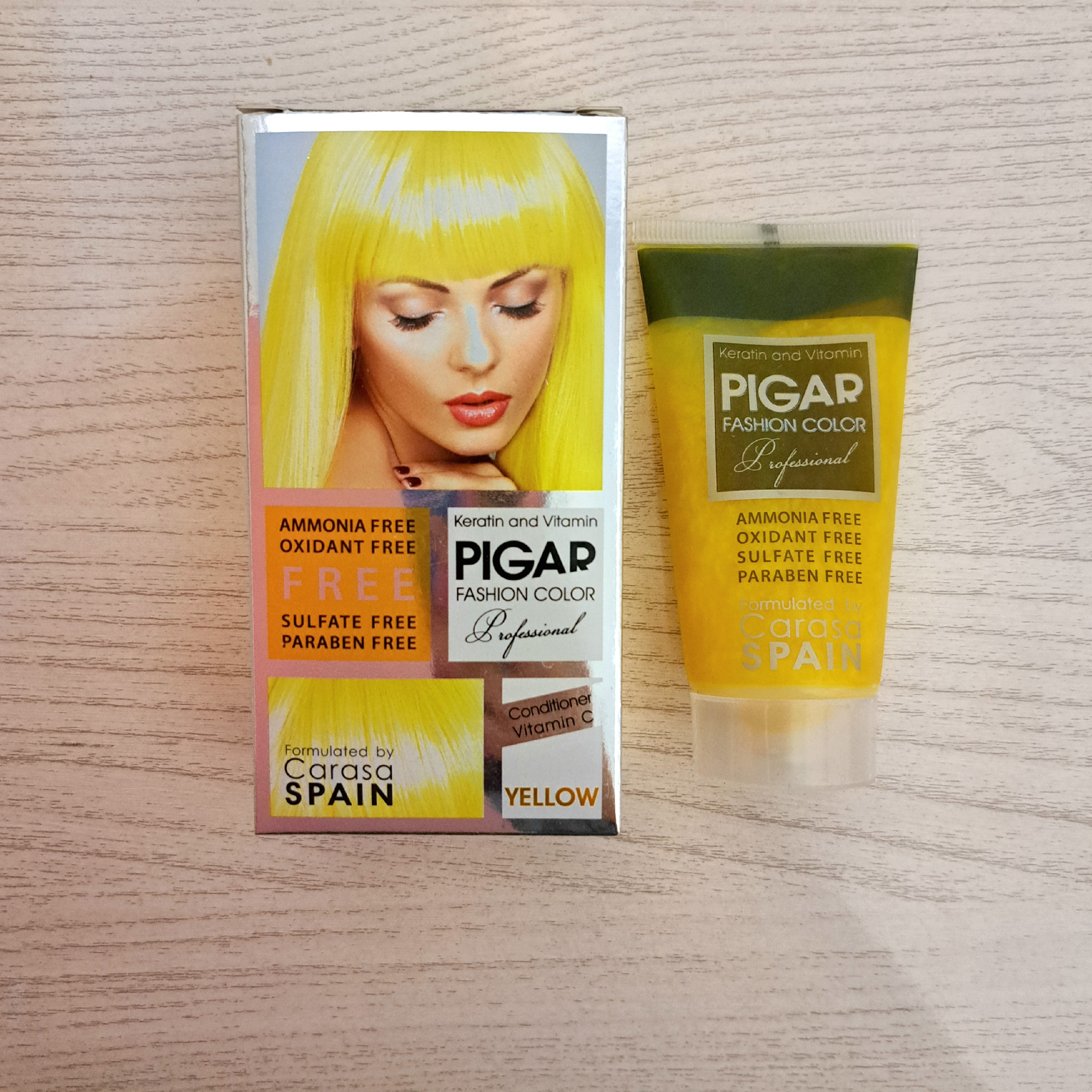 رنگساژ ژله ای فانتزی پیگار PIGAR رنگ YELLOW زرد بدون نیاز به اکسیدان و فاقد آمونیاک مناسب موهای دکلره شده