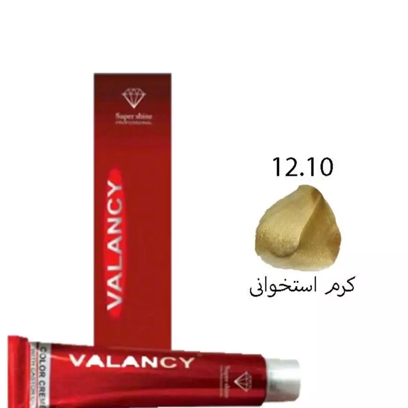 رنگ مو ترکیبی کرم استخونی 1210 بسیار روشن رنگموی ولنسی Valancy انواع اکسیدان دکلره دکوکرم رنگ و مش اولاپلکس موجوده