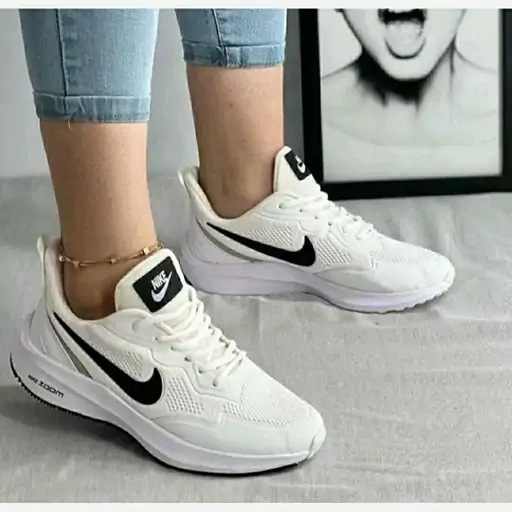 کتونی نایک زوم مشکی سفید لژدار زنانه دخترانه کفش ونس اسپرت اسپورت نایکی NIKE لژ دار شیک رانینگ ورزشی طبی سبک راحت راحتی