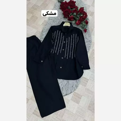 ست شومیز شلوار نگین خطی زنانه و دخترانه 