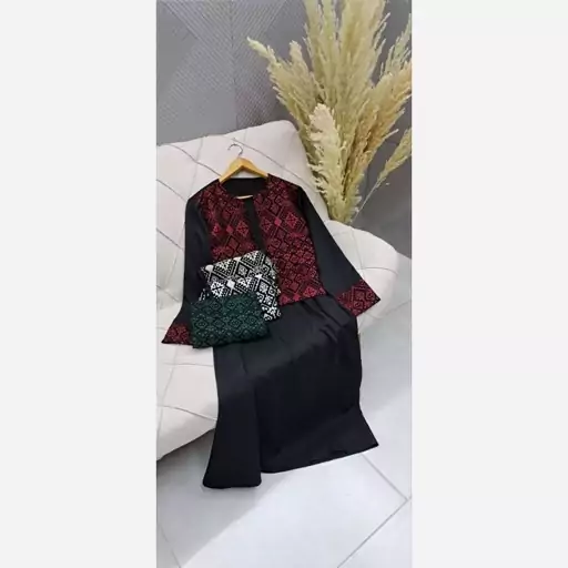 ست کت سارافون عیدانه کت پارچه سنتی هندی درجه یک سارافن کرپ اندونزی(اسکاچی)