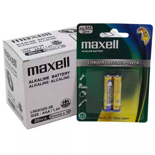 باتری نیم قلمی آلکالاین مکسل MAXELL LR03 بسته 2 عددی