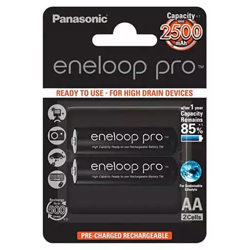 باتری قلمی شارژی eneloop pro پاناسونیک با ظرفیت 2500 میلی آمپر