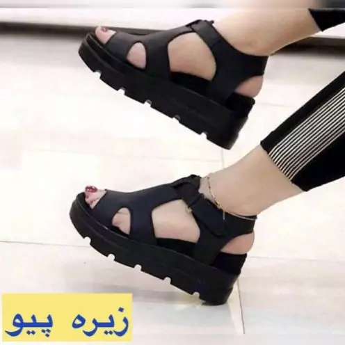 صندل لژدار خرچنگی زنانه تابستانی زیره پیو صندل 7سانتی