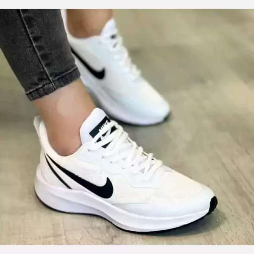 کتونی نایک زوم مشکی سفید لژ دار دخترانه زنانه کفش ونس اسپرت اسپورت نایکی NIKE لژدار رانینگ ورزشی سبک راحتی طبی دویسدو