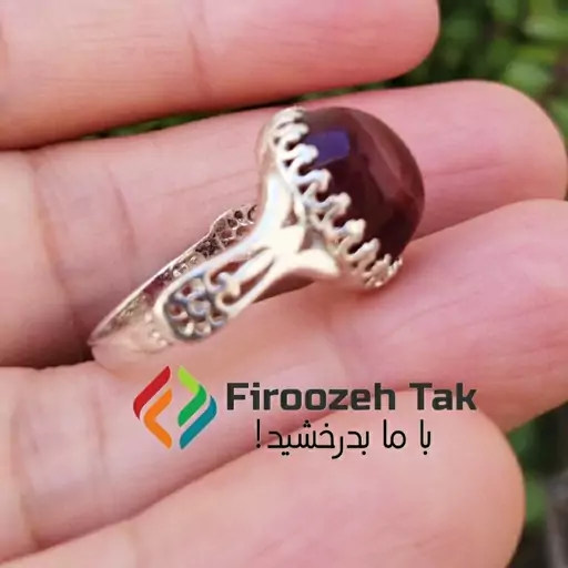 انگشتر نقره عقیق سرخ معدنی دامله زنانه