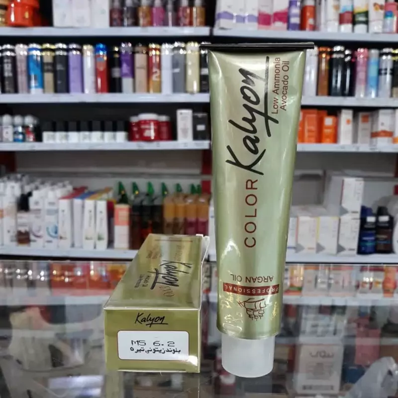 رنگ موی کالیون دارای دو روغن زیتون و آووکادو سری رنگ عسلی،شرابی،فندوقی،ترکیبی