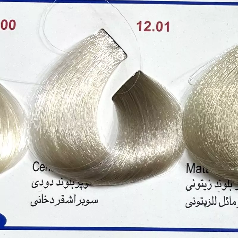سوپر بلوند دودی 12.01 ،،رنگ مو کم آمونیاک پیلون و یک عدد اکسیدان