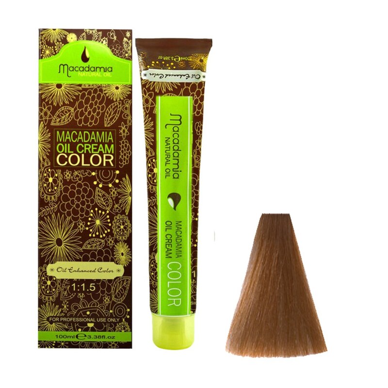 رنگ مو ماکادامیا شماره 8.23 حجم 100 میلی لیتر رنگ بلوند شکلاتی روشن به همراه اکسیدان ماکادامیا مدل 30vol نه درصدی حجم 15