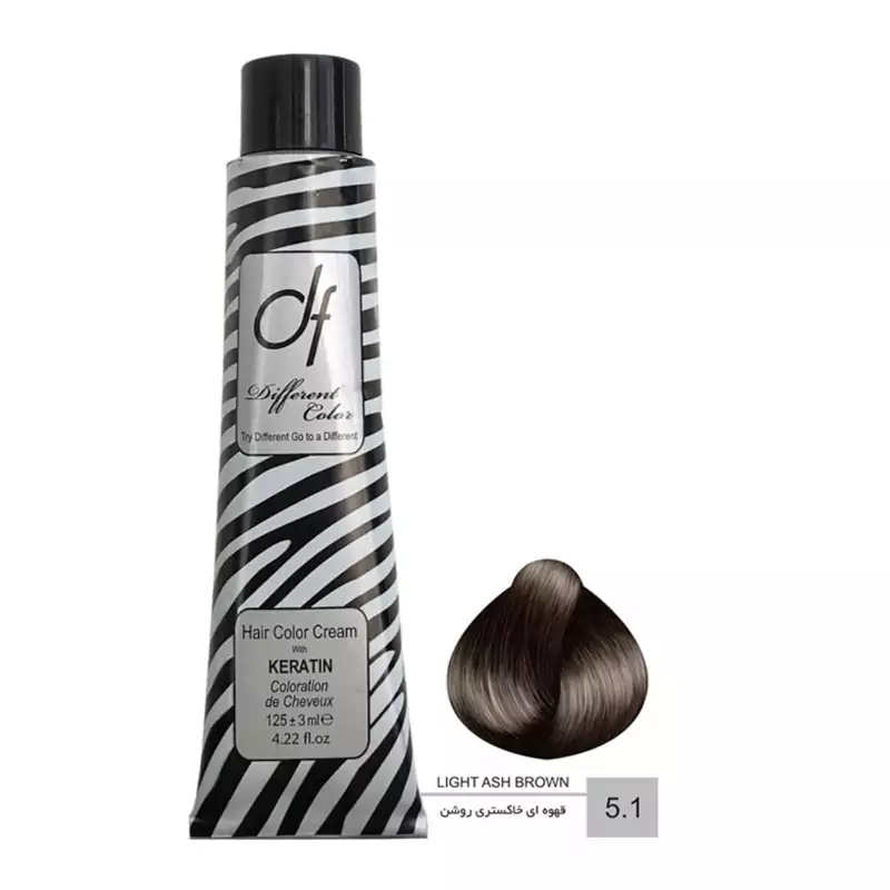 رنگ مو دیفرنت سری خاکستری شماره 5.1 حجم 125 میلی لیتر رنگ قهوه ای خاکستری روشن