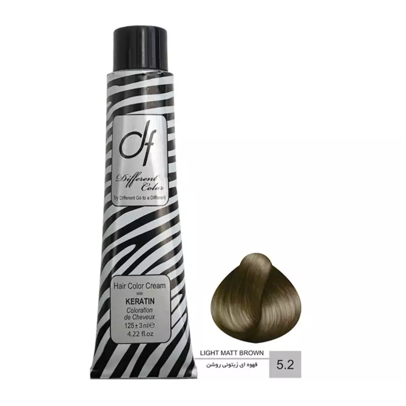 رنگ مو دیفرنت سری زیتونی شماره 5.2 حجم 125 میلی لیتر رنگ قهوه ای زیتونی روشن