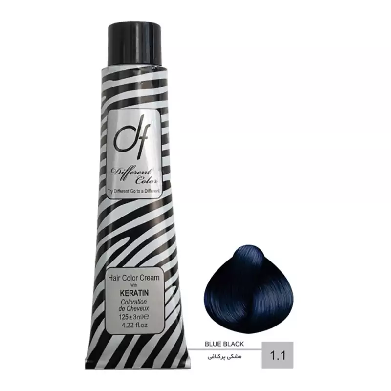 رنگ مو دیفرنت سری خاکستری شماره 1.1 حجم 125 میلی لیتر رنگ مشکی پر کلاغی