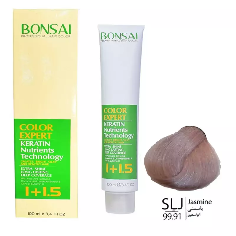 رنگ مو بنسای شماره SLJ حجم 100 میلی لیتر رنگ یاسمنی