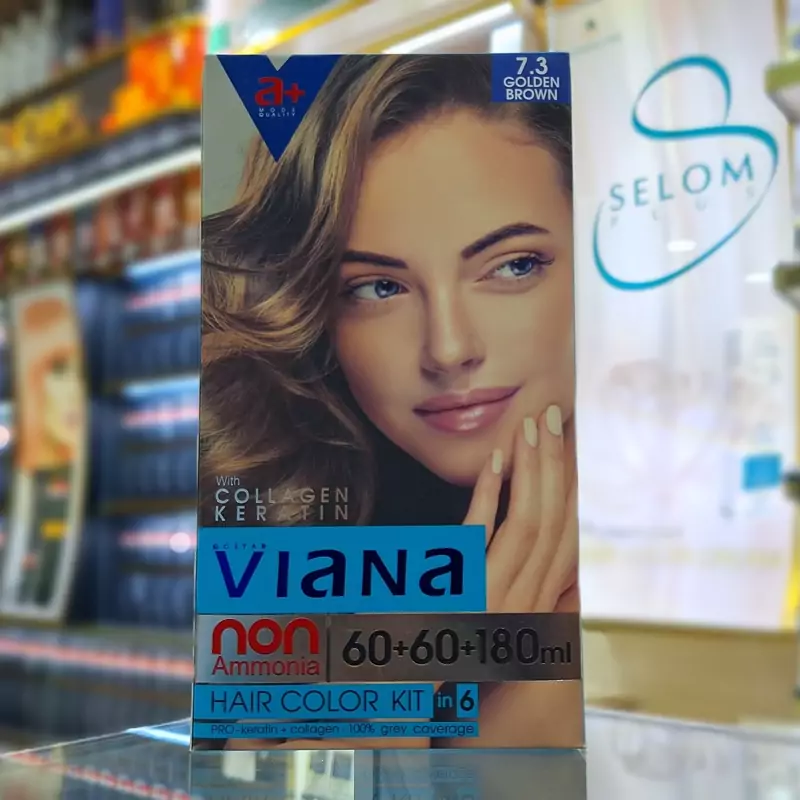 کیت رنگ موی بدون آمونیاک ویاناVIANA قهوه ایی طلایی 7.3 نتیجه در 15 دقیقه