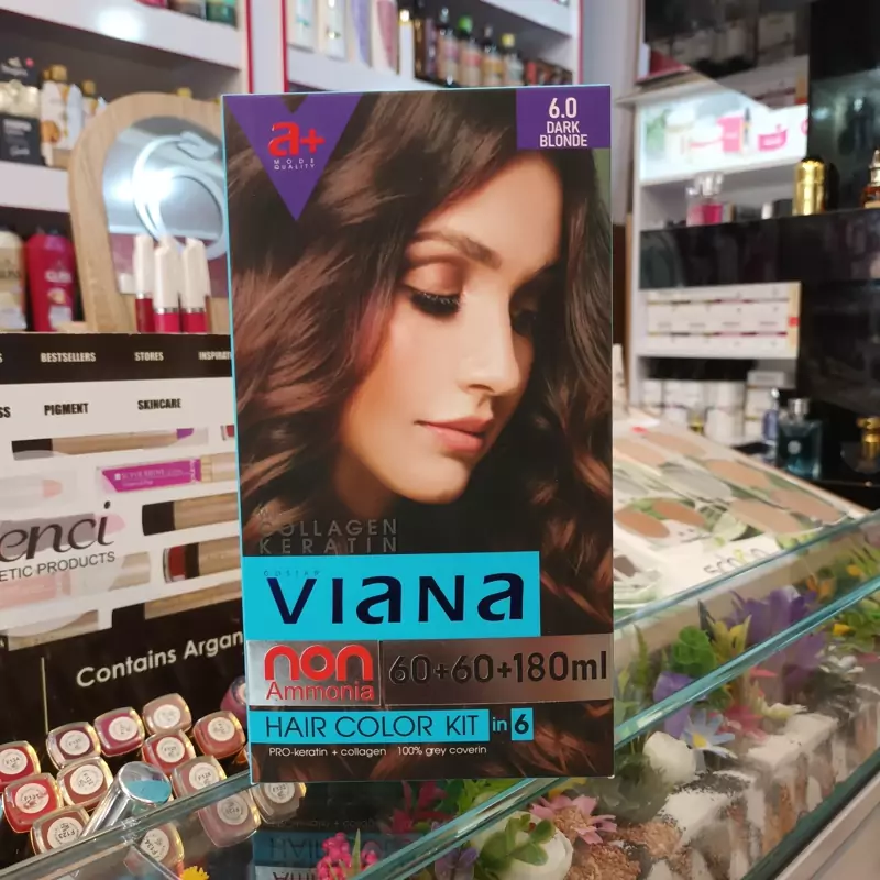 کیت رنگ موی بدون آمونیاک ویانا VIANA شماره 6.0 طبیعی